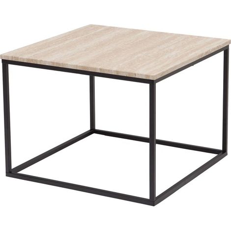 Amadeus - Table basse carrée effet travertin 60 x 60 cm (1/3)
