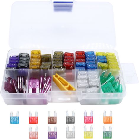 Assortiment de 150 pièces de mini fusibles à lame de voiture 2A, 3A, 5A, 7A, 10A, 15A, 20A, 25A, 30A, 35A, 40A pour véhicule moto bateau camion (1/5)