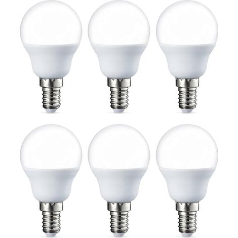 Lot de 6 petites ampoules LED rondes G45, culot à vis Edison E14, 5 W (équivalent 40 W), blanc chaud, non dimmables [classe énergétique F] (1/3)
