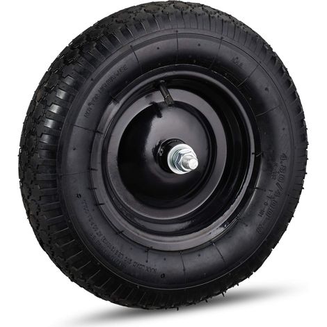 noir brouette 120 kg, roue de rechange avec axe, caoutchouc essieu 4.80 4.00-8 (1/5)