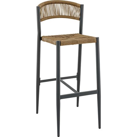 Tabouret de restaurant pour terrasse en rotin tressé Armisty
