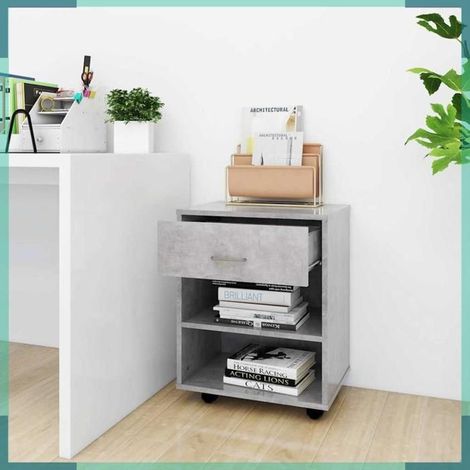 808471 Armoire à roulettes Gris béton 46x36x59 cm Bois d’ingénierie (1/5)