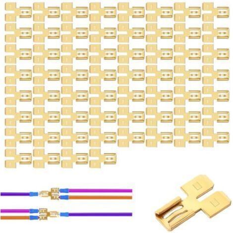 Packung mit 60 isolierten Doppelbuchsen-Steckern und Schnellsteck-Buchsen, 2-Wege-Splitter für zweipolige Kfz-Steckverbinder, 6,35-mm-Klingenstecker