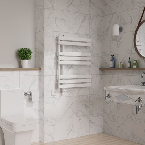 Touch Screen Electric D Tube Towel Rail 800x600mm White (1/5)