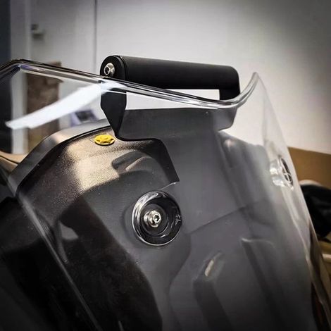 Available in 1 color: Black Material: Metal Modified motorcycle phone navigation mount with multifunctional extension.