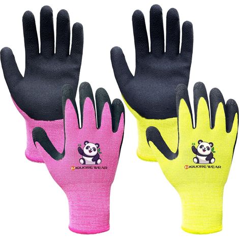 2 Pairs of Children's Gardening Gloves 2-4 Years, Latex Palm Garden Gloves, Non-Slip – Work Gloves for Beach, Gardening, DIY (1/5)