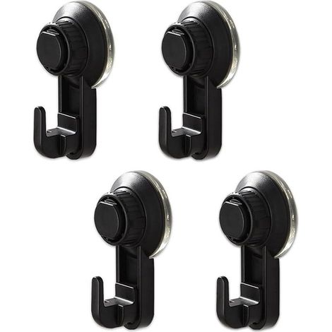 4 ganchos de ventosa para ducha - ganchos de ventosa extraíbles - no requieren perforación, para colgar bolsos, abrigos y armarios - color negro (1/5)