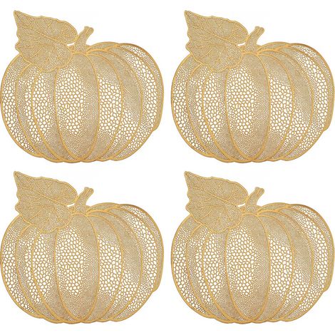 Set De Table - Motif Citrouille - PVC Écologique - Ajouré Antidérapant Isolant Thermique - Diamètre 42 Cm - Lot De 4 (1/5)