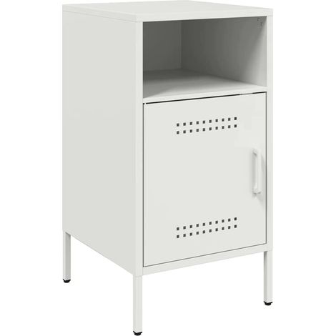 Set 2 comodini con vano con anta 36 x 39 x 68 cm acciaio bianco DEC034874