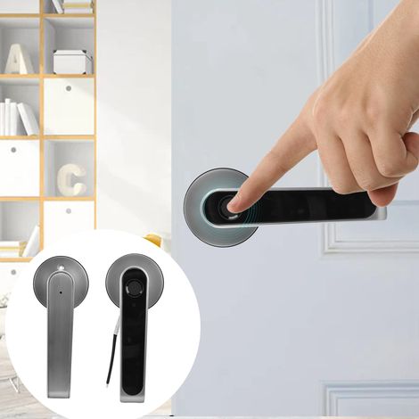 Serrure à poignée de porte à empreinte digitale, serrure à code par empreinte digitale, serrure à bille en forme de U à une seule languette, serrure de porte en bois (1/5)