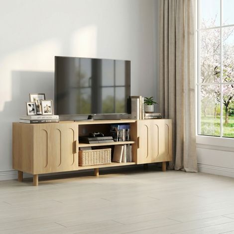 Mueble TV con almacenaje MDF 140 cm roble OKMYHOME (1/5)