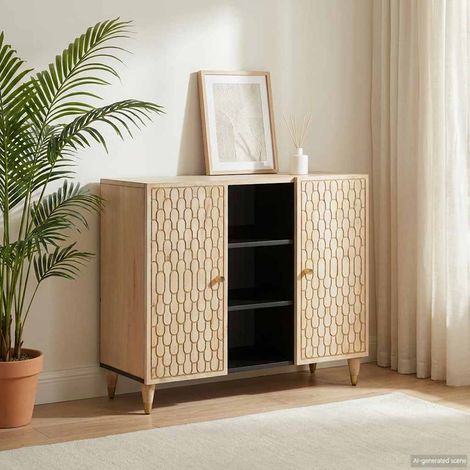 vidaXL Armoire latérale 90x33x75 cm bois massif de manguier (1/5)