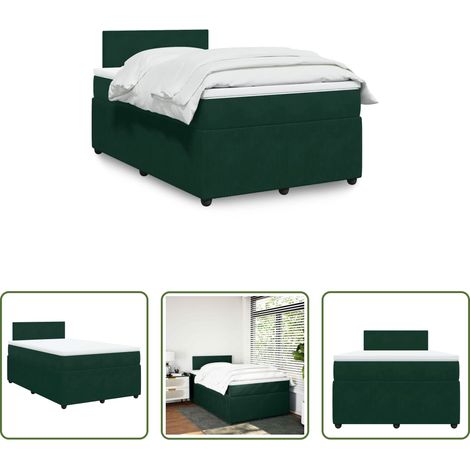 Matratze - Boxspringbett mit Matratze Dunkelgrün 120x190 cm Samt (1/5)