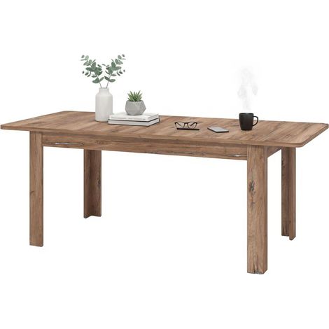 Mesa Extensible Colosimi, 8 Plazas, Extensible, Efecto Envejecido, 160x91x77h cm Marrón Nogal