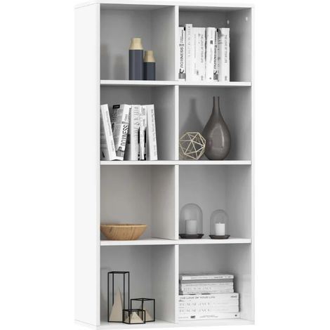 Bibliothèque bois gris effet béton Athena 66cm (1/5)