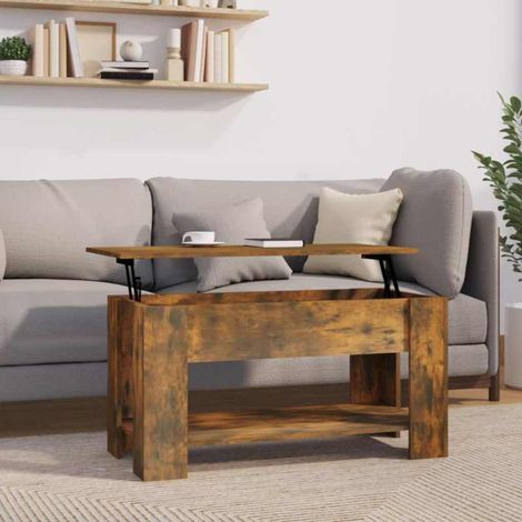 Table basse Table d'appoint pour Salon Chambre - Chêne fumé 101x49x52 cm Bois d'ingénierie BV828081 - BonneVie (1/5)