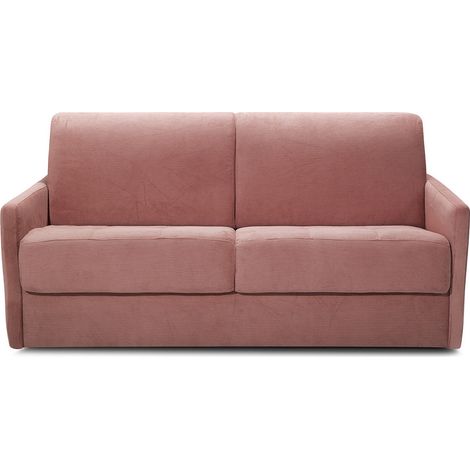 Canapé convertible 3 places en velours fines côtes vieux rose - Ouverture express - Couchage quotidien - Matelas HD 140 - Sienne (1/5)