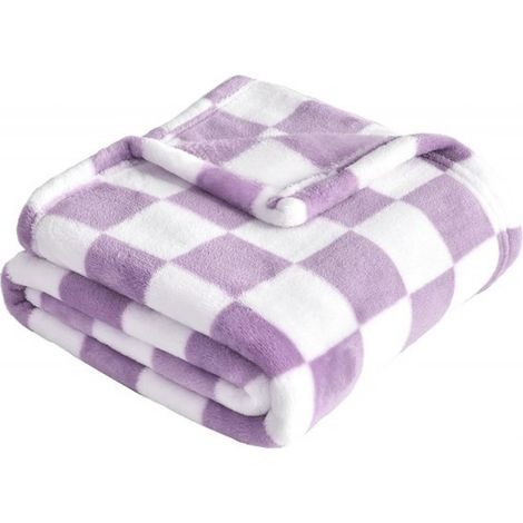 Couverture bébé à carreaux - Couverture bébé en polaire - Ultra douce, confortable et moelleuse, idéale pour les nouveau-nés et les jeunes enfants - Convient aux berceaux et aux poussettes - 76 x 102 (1/5)