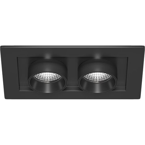 Mini Oxo Rect 2 Luci Faretto LED da Incasso 12W 42º CCT Switch 2700K/3200K/4000K Nero Opaco - Beneito & Faure Illuminazione Tecnica