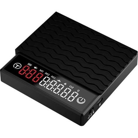 Mini balance à café numérique avec minuterie et écran LED (0,1 g à 2 kg) – Rechargeable (400 mAh), compacte (95×68 mm), avec tapis antidérapant, idéale pour le café filtre et l'expresso (1/5)