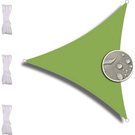 Voile d'ombrage Triangulaire VoitureRestaurantJardin Densité Hdpe RéSistant Aux IntempéRies Toile Ombrage 3.6x3.6x3.6m Vert (1/3)