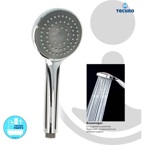 tecuro Komfort-Handbrause Ø 100 mm, mit Brauseregen (Normalstrahl) Antikalknoppen, chrom (1/5)