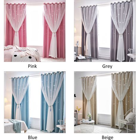 1PC Voilage Etoiles Decoupees Occultant pour Fenetre Salon Chambre Deco Maison (1/5)