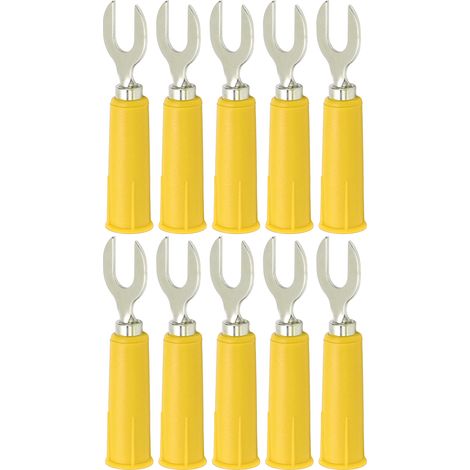 10 Stück J.20019 6 mm U-förmiger Einsatzstecker, hochdruckbeständig, Y-Typ Bananenstecker für elektronische Industriegeräte, gelb (1/5)