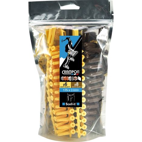 Lot de 175 chevilles universelles – 100 pces Ø6X25 + 75 pces Ø8X32 – Pour tous types de supports – Résistance supérieure – Crampon (1/8)