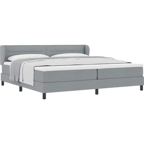 Maison Exclusive - Lit à ressorts avec matelas Gris clair 200 x 200 cm tissu (1/5)