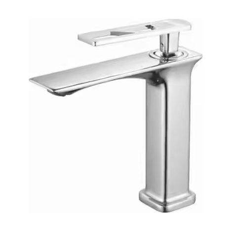Export-grade washbasin faucet with hot and cold water, suitable for home use in bathrooms, sinks, vanities, and bathroom cabinets. Single faucet - electroplated square low-profile design.