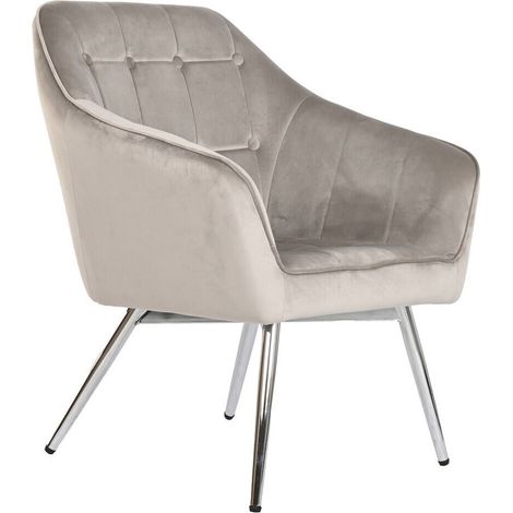 Fauteuil élégant velours crème métal chic - Velours crème élégant (1/5)