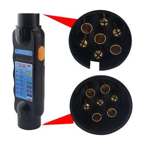 Testeur de remorque mâle à 7 broches, testeur de prise de remorque 12 V à 7 broches, outil de diagnostic de câblage de circuit d'éclairage (1/3)