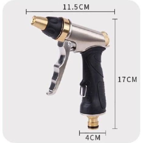 Pistolet d'arrosage avec buse en laiton, robuste et haute pression, jet réglable, pour laver les voitures et les animaux domestiques, nettoyer le jardin et les trottoirs. (1/2)