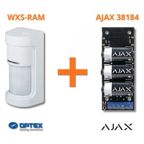 Optex Sensore PIR da esterno Wireless a 180 gradi + Modulo Ajax 38184 - WXS-RAM