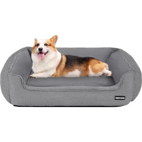 Hundebett Hundesofa abnehmbar waschbar L 90 x B 75 x H 25 cm Hellgrau (1/5)
