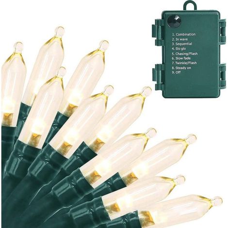 Noël Guirlande Lumineuse,5M 50 LED Décoration de Noël Guirlande Lumineuse à Piles 8 Modes étanche Lumières,Décoration Noël pour Exterieure Interieur Sapin de Noël Jardin Fête(Blanc Chaud) (1/5)