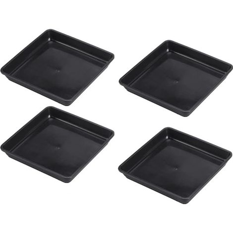 Quatre plateaux de jardin carrés de 7 pouces en plastique PP durable, adaptés aux jardins d'intérieur et d'extérieur - assurent que les plantes conservent leur humidité (1/5)