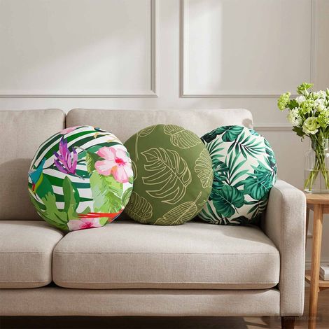 vidaXL Cushion Cover 2 pcs HEERLEN Leaf Design 脴 30 cm Polyester (1/5)