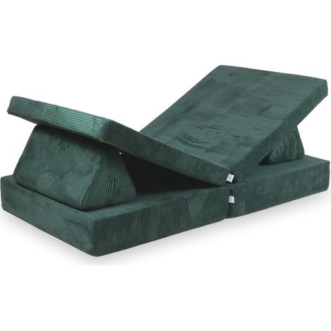 Canapé de jeu Montessori standard en velours côtelé vert (1/5)