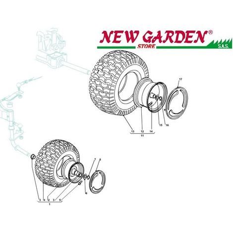 Esploso ruote 102cm XT150 trattorino rasaerba ricambi CASTELGARDEN stiga 2002-13 3 CUSCINETTO