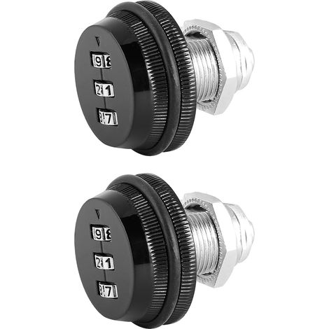 Lot de 2 serrures mécaniques à code à 3 chiffres en alliage de zinc pour boîtes aux lettres et armoires, noires, 20 mm/0,79 po (1/5)