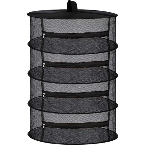 Filet de séchoir à herbes sèches en maille à 4 couches avec fermetures à glissière noires