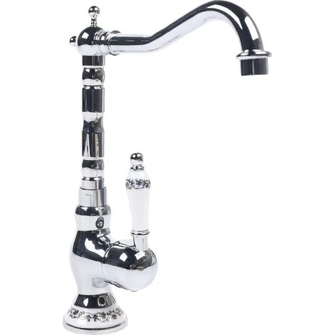 Grifo mezclador, diseño retro, construcción de latón resistente, plata clara. (1/2)