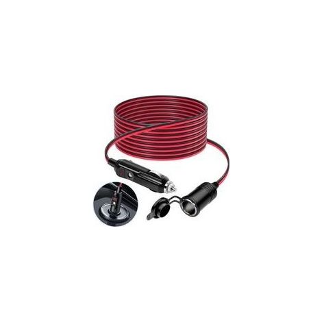 Câble d'extension allume-cigare de 3 mètres pour voiture - Chargeur allume-cigare 12V/24V - Adaptateur 16AWG étanche à la poussière - avec fusible 15A - Convient aux motos, bateaux, voitures et camion (1/5)