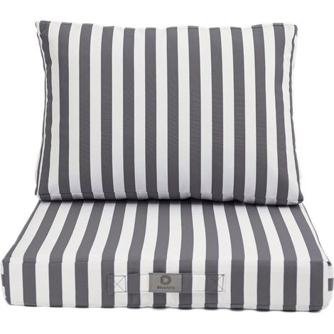 Coussins pour salon de jardin déhoussable 60x60cm Rayure gris foncé