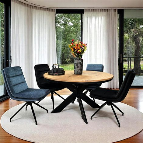 Table ronde extensible en chêne huilé 120 cm PALERME (1/5)