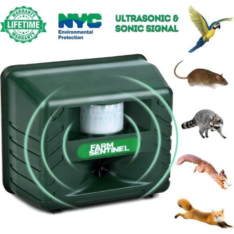 Dissuasore per uccelli a ultrasuoni, alimentato a batteria, per allontanare i piccioni. (1/5)