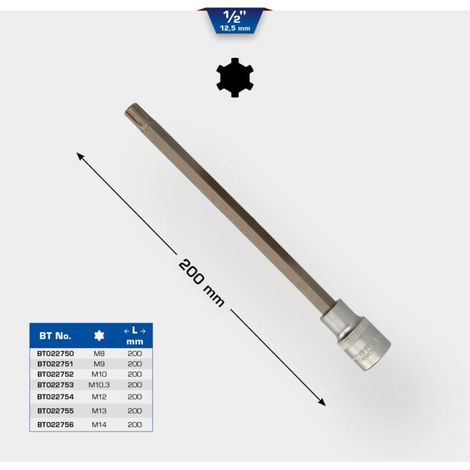 BRILLIANT TOOLS Douille à embout RIBE 1/2" 200 mm de long M14 - BT022756 (1/5)