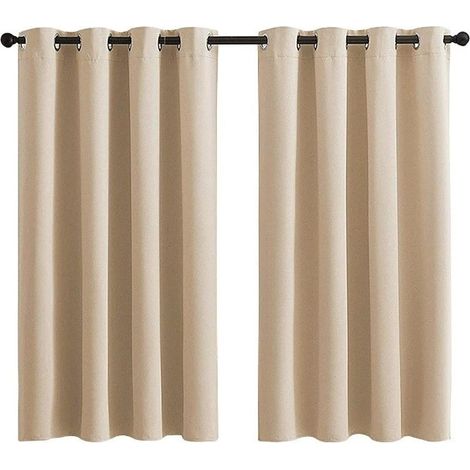 Tende oscuranti beige per camera da letto e soggiorno — Set di 2 pannelli — Tende termiche, isolanti e oscuranti con occhielli, fonoassorbenti e oscuranti — 107 x 160 cm